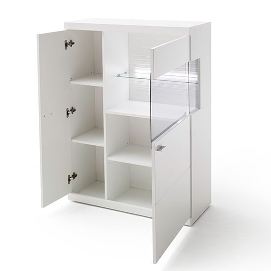 Tepic High Gloss Highboard In White With 2 Doors And LED_4