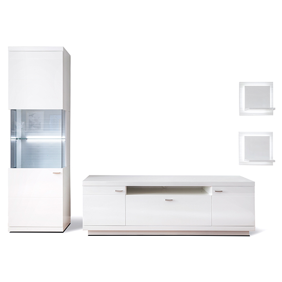 Tepic High Gloss Living Room Furniture Set 1 In White With LED_3