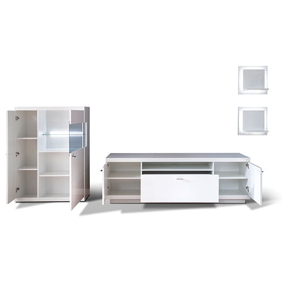 Tepic High Gloss Living Room Furniture Set 2 In White With LED_4