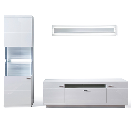 Tepic High Gloss Living Room Furniture Set 3 In White With LED_3