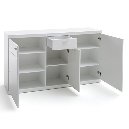 Tepic High Gloss Sideboard In White With 3 Doors And 1 Drawer_4