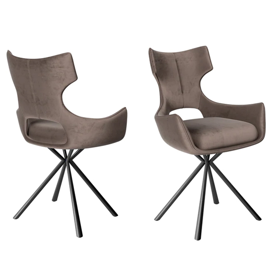 Teresopolis Mink Velvet Fabric Dining Chairs In Pair Furniture in Fashion
