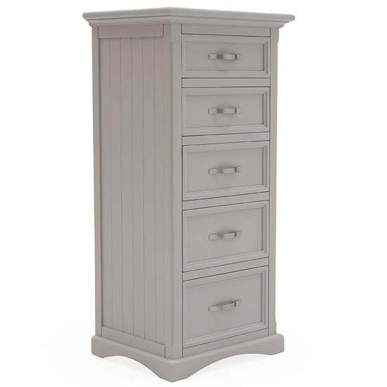 Ternary Tall Wooden Chest Of 5 Drawers In Grey