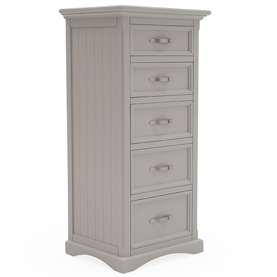 Ternary Tall Wooden Chest Of 5 Drawers In Grey Furniture in Fashion