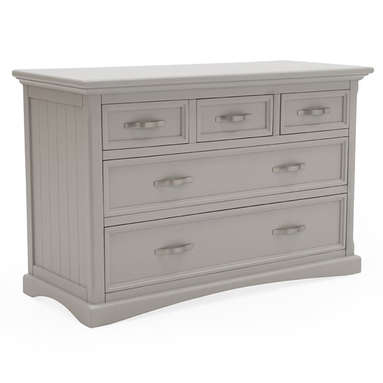 Product photograph of Ternary Wide Wooden Chest Of 5 Drawers In Grey from Furniture in Fashion