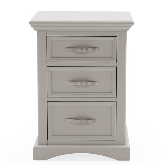 Photo of Ternary wooden bedside table with 3 drawers in grey