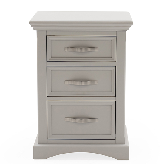 Ternary Wooden Bedside Table With 3 Drawers In Grey thumbnail