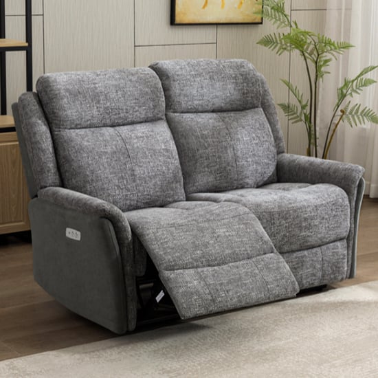 Read more about Ternate electric fabric recliner 2 seater sofa in fusion grey