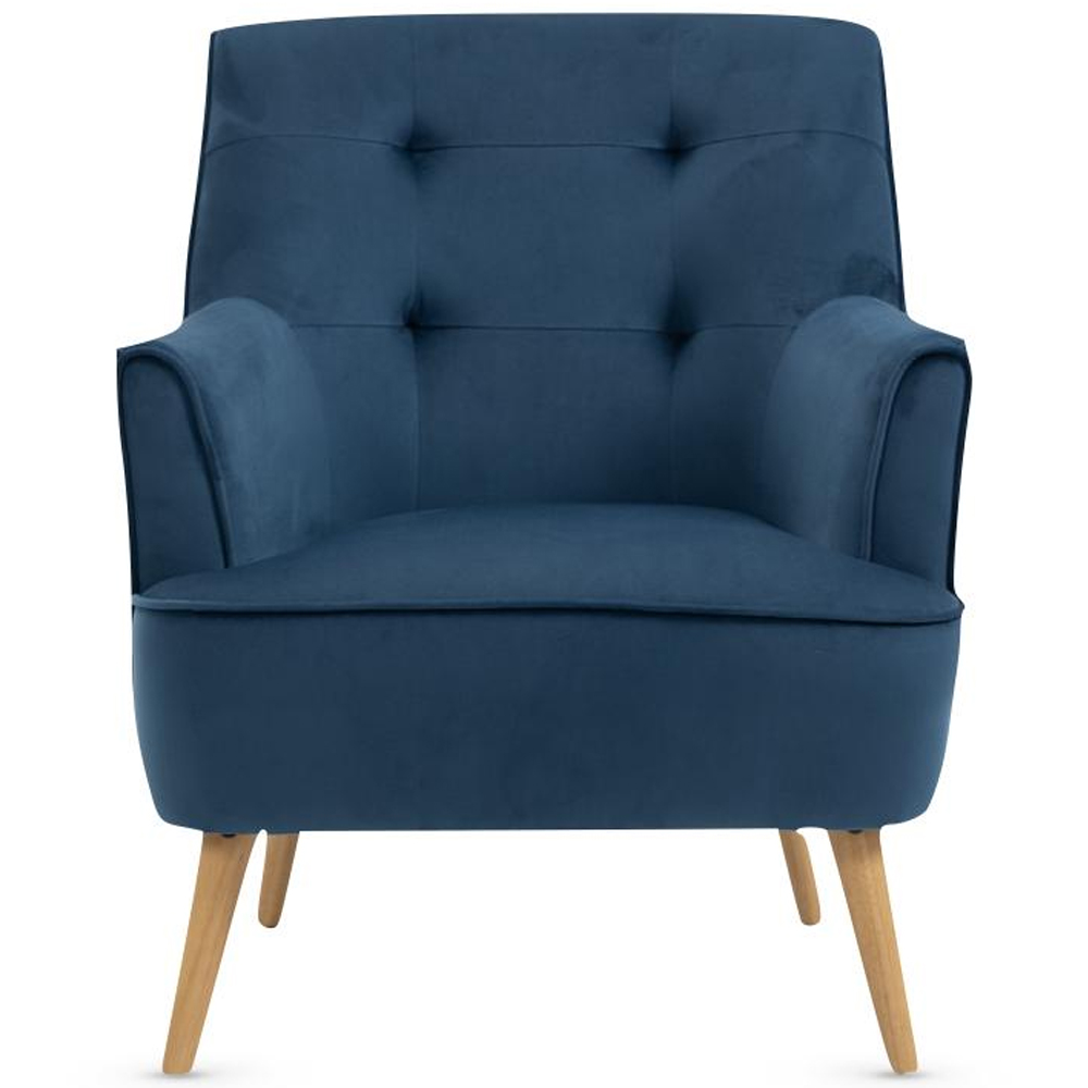 Terni Velvet Accent Chair With Oak Legs In Navy