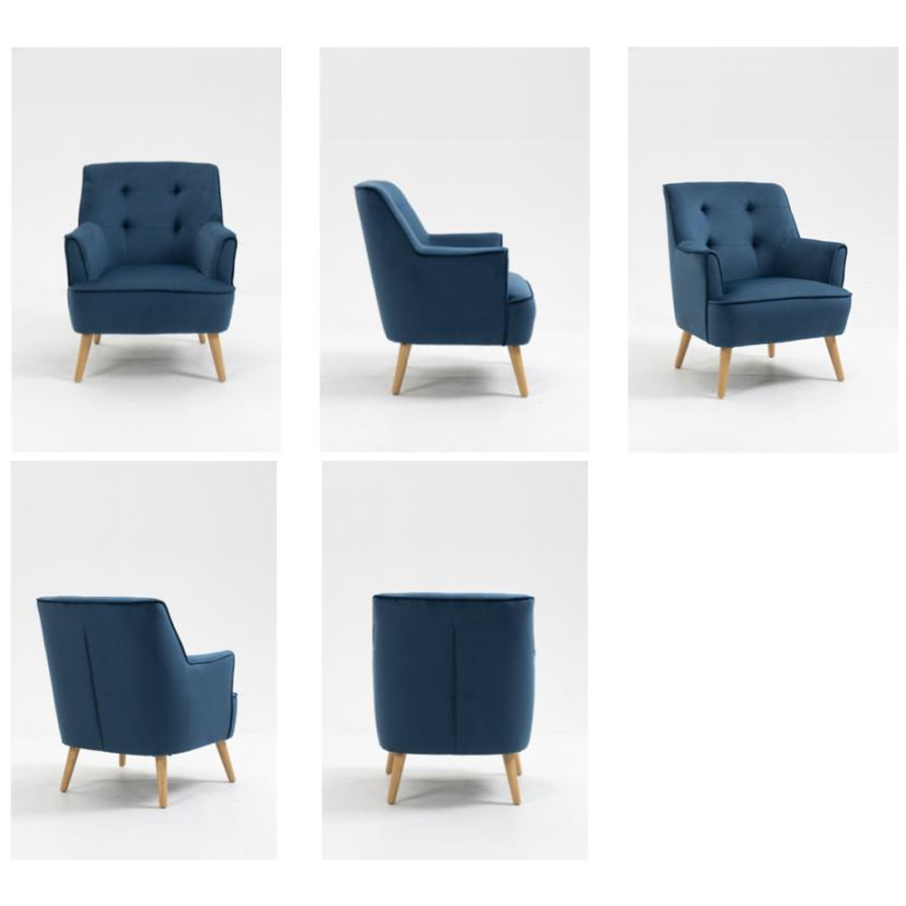 Terni Velvet Accent Chair With Oak Legs In Navy