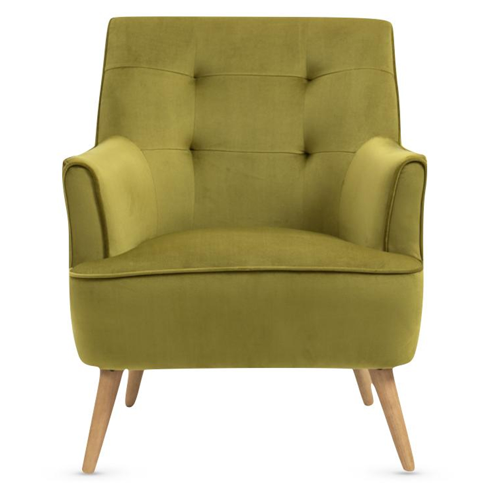 Terni Velvet Accent Chair With Oak Legs In Pistachio