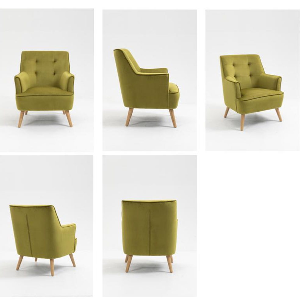 Terni Velvet Accent Chair With Oak Legs In Pistachio