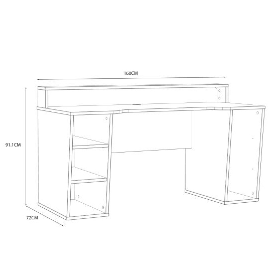 Terni Wooden Gaming Desk In Black With White Trim And LED