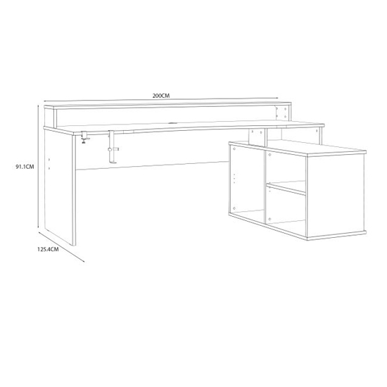 Terni Wooden Gaming Desk Corner In Black With White Trim And LED