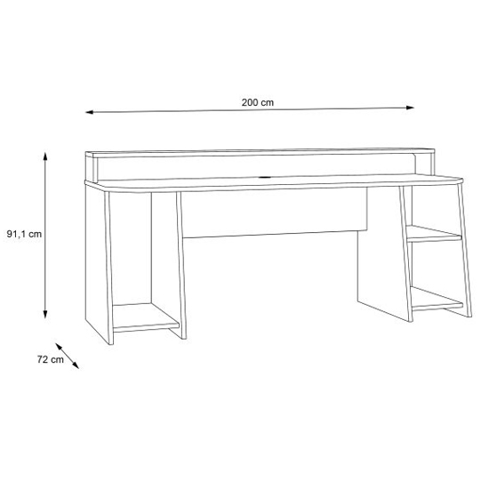 Terni Wooden Gaming Desk In Matt Black With Blue LED