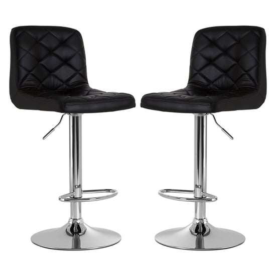 Terot Black Faux Leather Bar Chairs With Chrome Base In A Pair