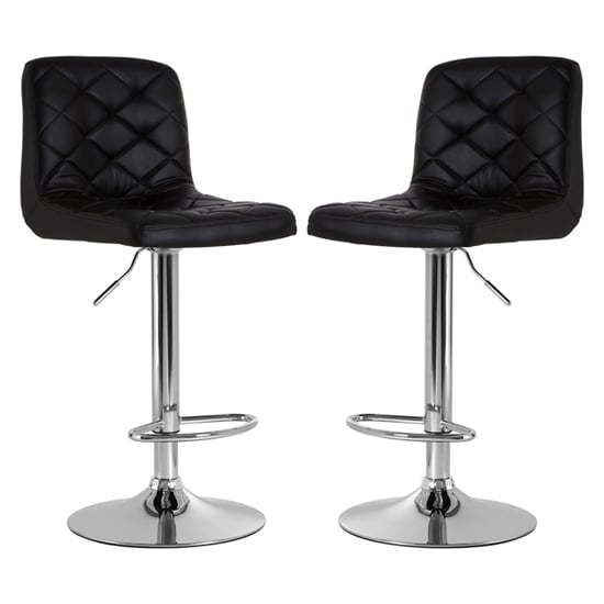 Read more about Terot black faux leather bar chairs with chrome base in a pair