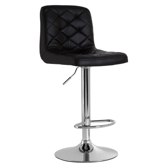 Terot Black Faux Leather Bar Chairs With Chrome Base In A Pair