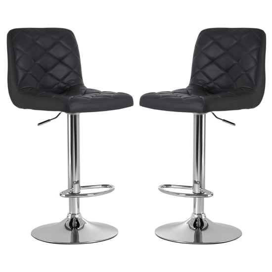 Terot Grey Faux Leather Bar Chairs With Chrome Base In A Pair