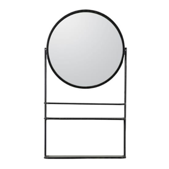 Photo of Terrell bathroom mirror with storage in black frame