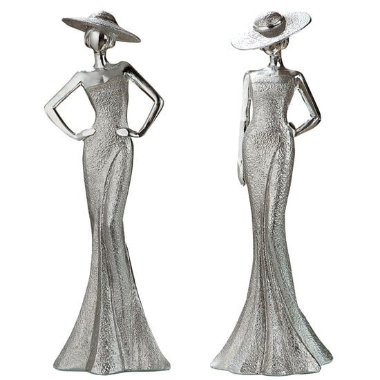 Terrell Polyresin Set Of 2 Lady Diva Hands In Hip Sculpture In Silver
