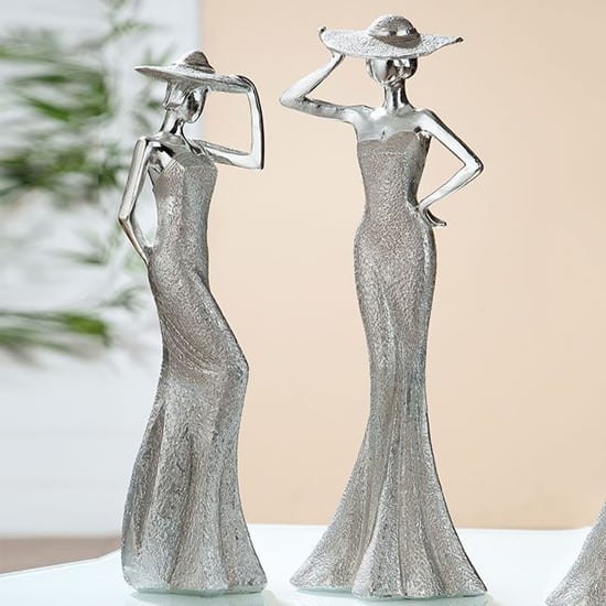 Product photograph of Terrell Polyresin Lady Diva Hands On Hat Sculpture In Silver from Furniture in Fashion
