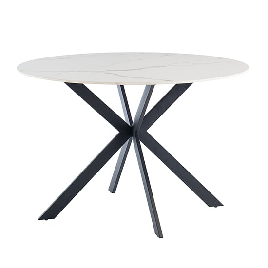 Terrell Round High Gloss Sintered Stone Dining Table In White