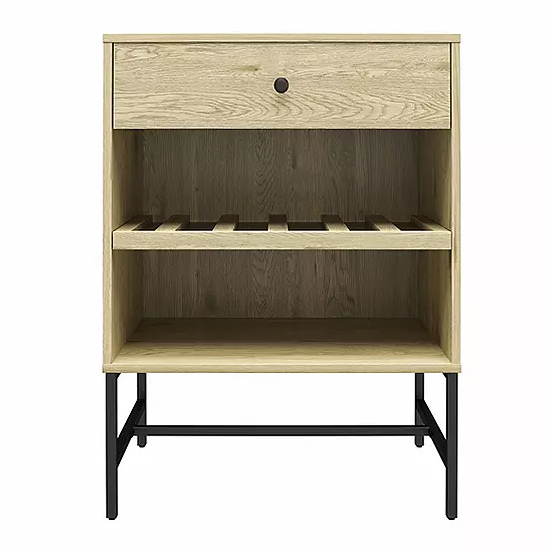 Terrell Wooden Side Table With 1 Drawer In Linseed Oak