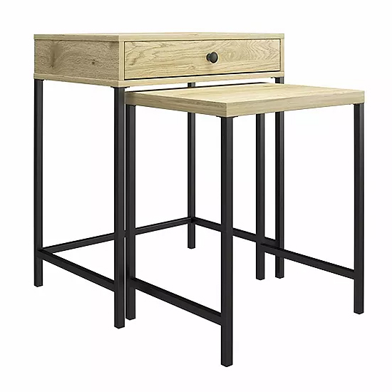 Terrell Wooden Nesting Side Tables In Linseed Oak