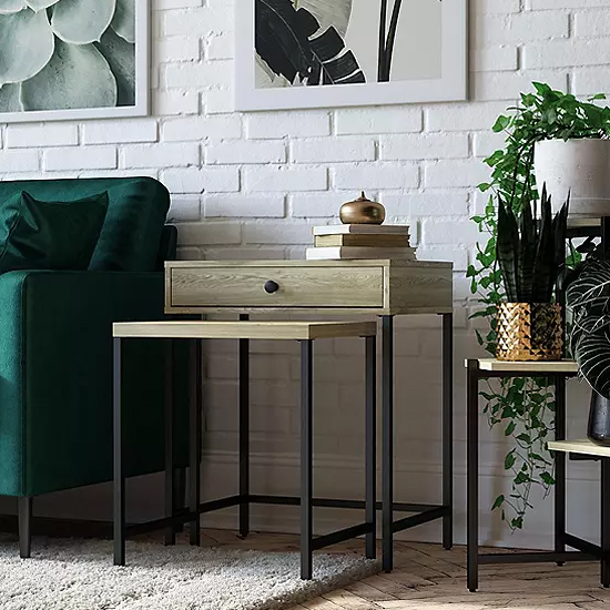 Terrell Wooden Nesting End Tables In Linseed Oak