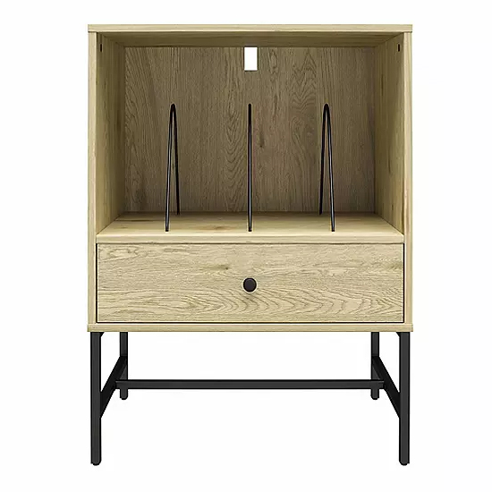 Terrell Wooden Office Cabinet With 1 Drawer In Linseed Oak