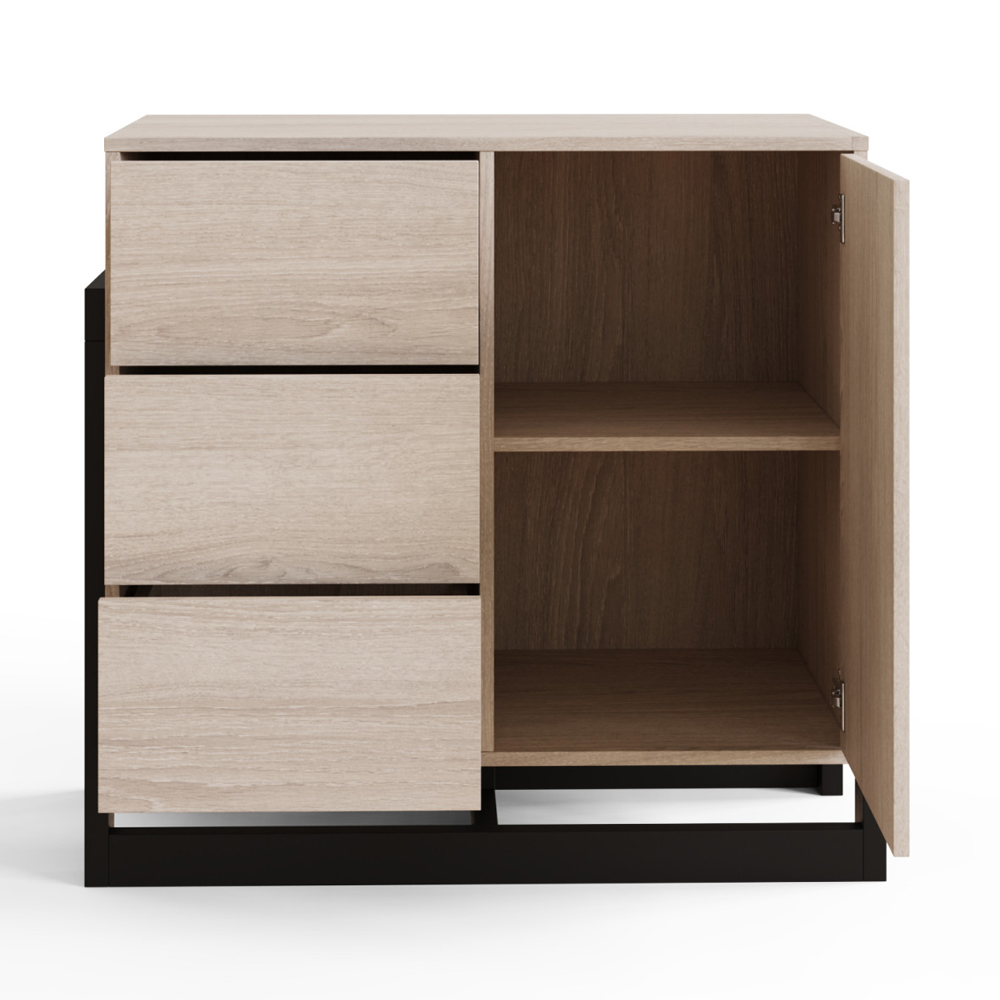 Terrell Wooden Sideboard With 1 Door 3 Drawers In Oak