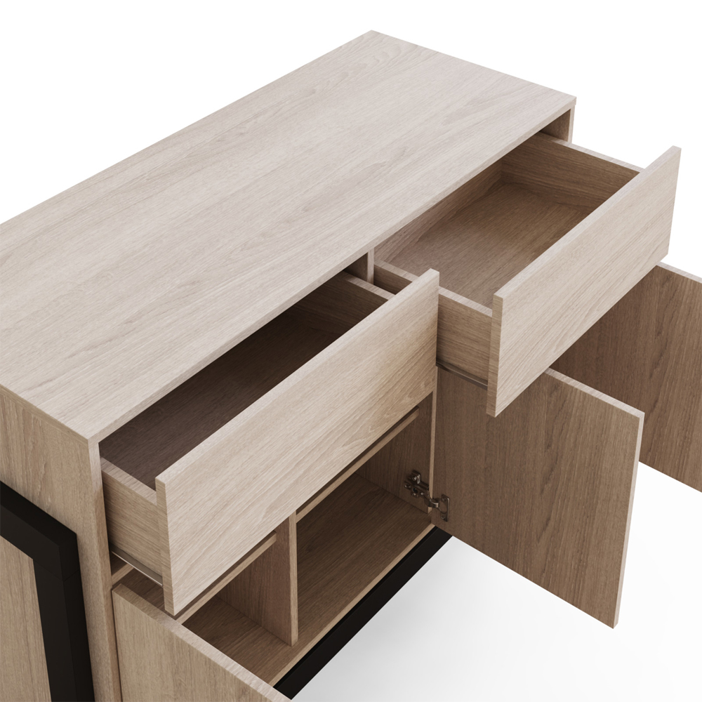 Terrell Wooden Sideboard With 3 Doors 2 Drawers In Oak