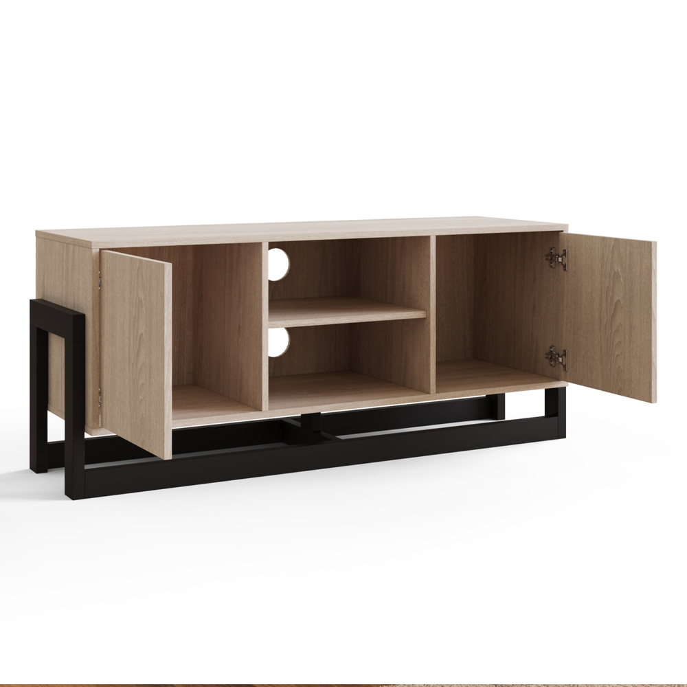 Terrell Wooden TV Stand With 2 Doors In Oak