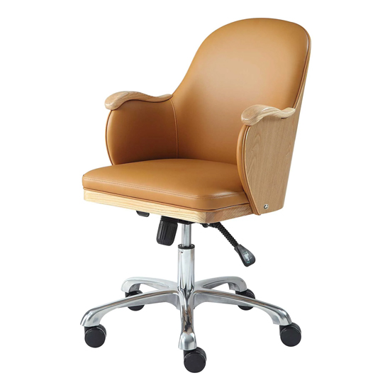 Terrence Tan Faux Leather Home And Office Chair In Oak