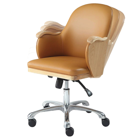 Terrence Tan Faux Leather Home And Office Chair In Oak