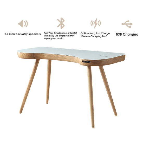 Terrence White Glass Top Laptop Desk In Oak