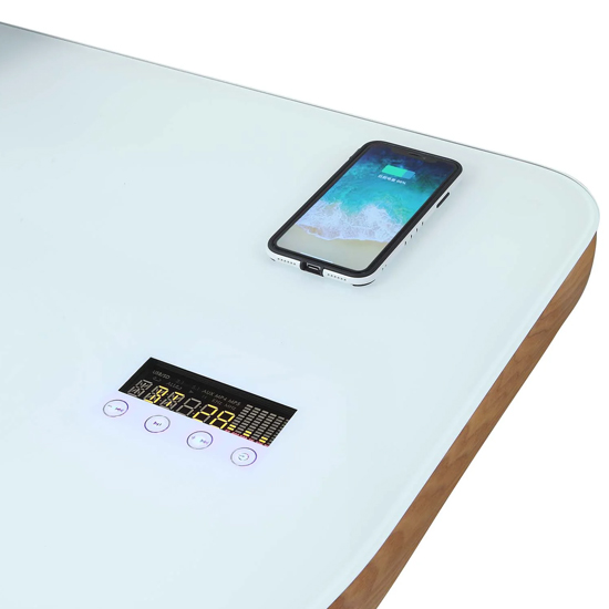 Terrence White Glass Top Laptop Desk In Oak