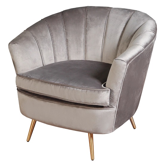 Terrie Fabric Sofa Chair In Grey With Brass Legs Furniture in Fashion