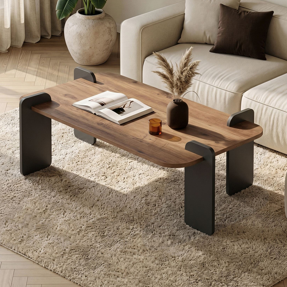 Tervan Rectangular Wooden Coffee Table in Atlantic Pine and Anthracite