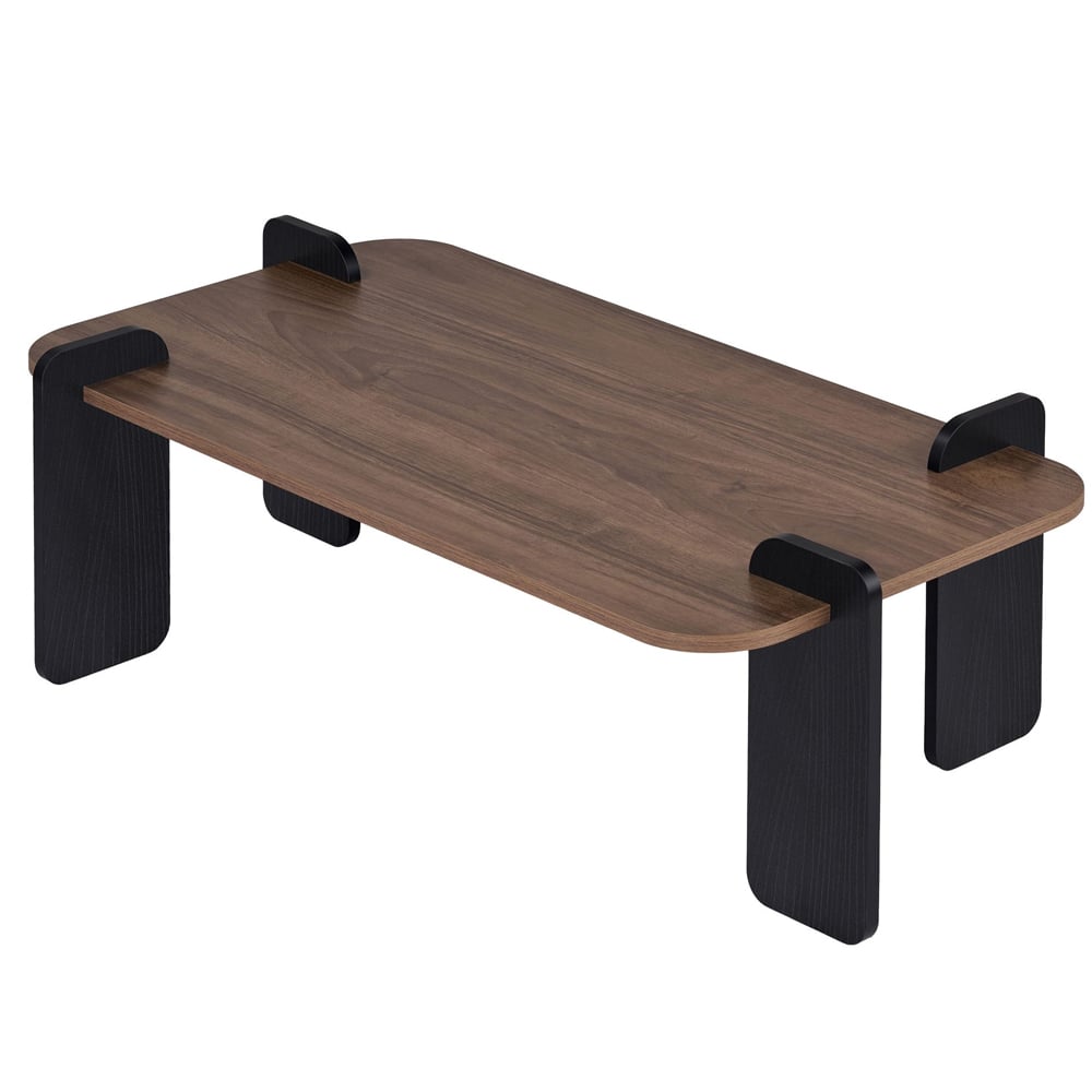 Tervan Rectangular Wooden Coffee Table in Black and Walnut