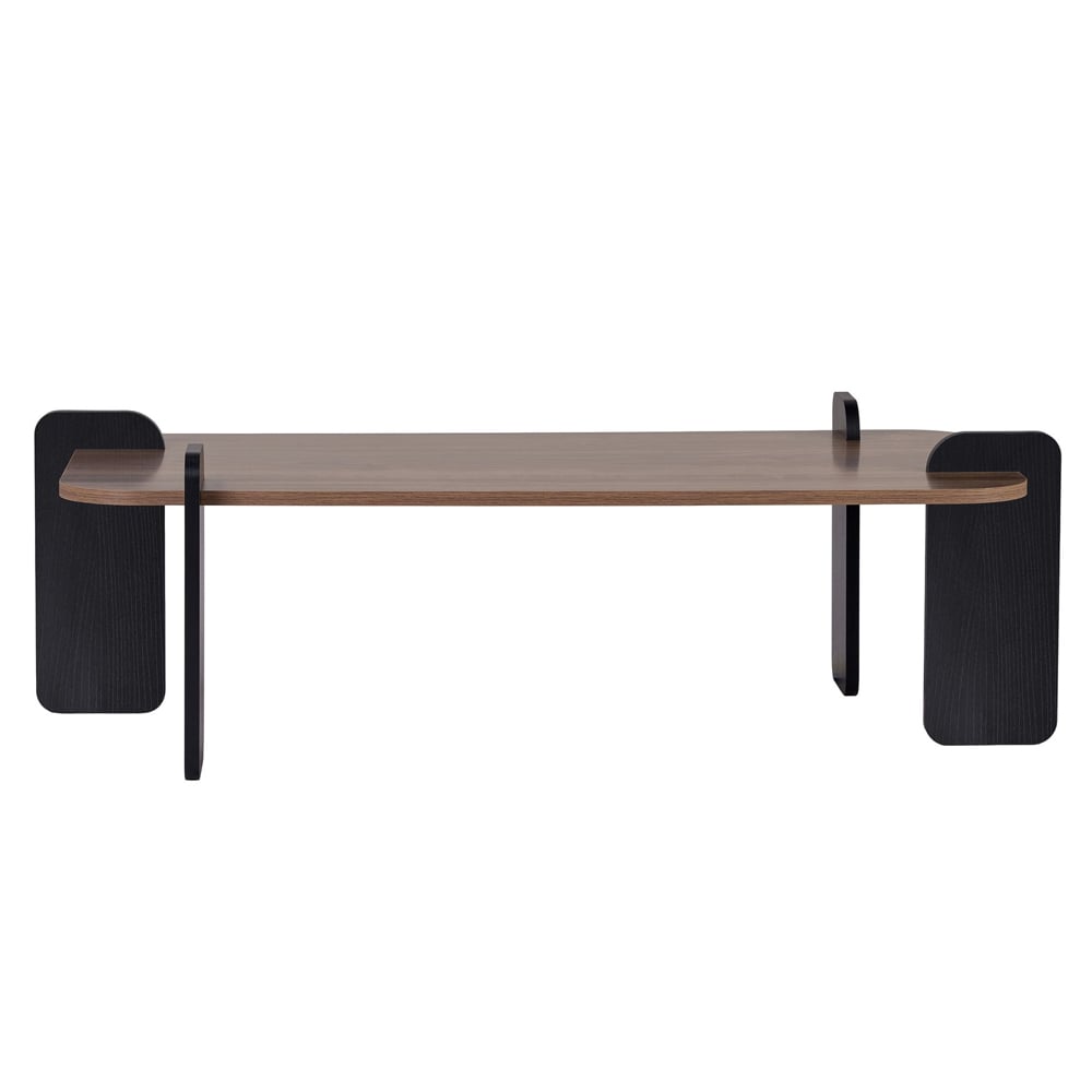 Tervan Rectangular Wooden Coffee Table in Black and Walnut