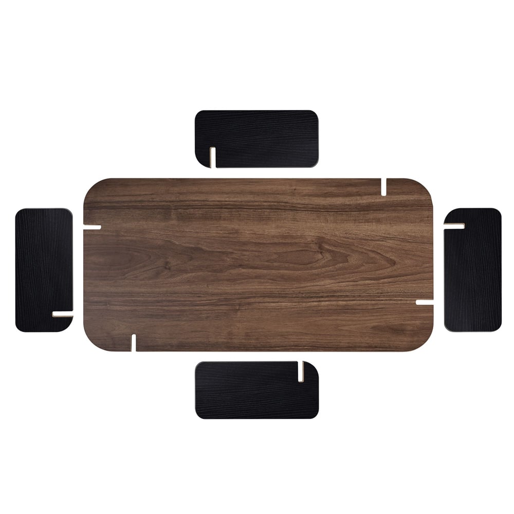 Tervan Rectangular Wooden Coffee Table in Black and Walnut