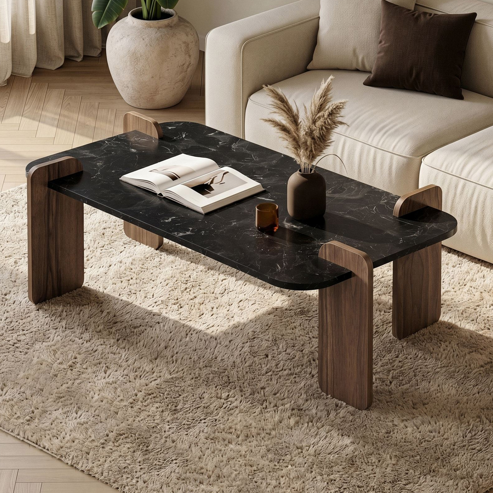 Tervan Rectangular Wooden Coffee Table in Lotus and Walnut