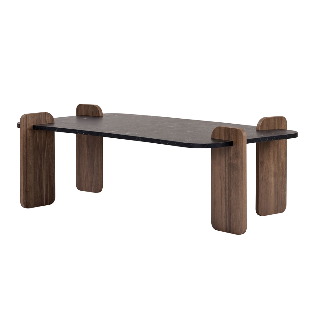 Tervan Rectangular Wooden Coffee Table in Lotus and Walnut