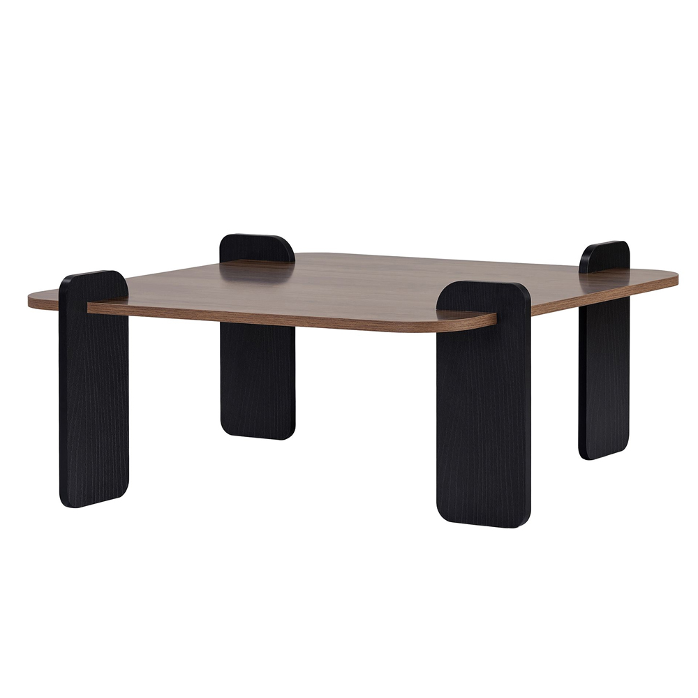 Albury Square Wooden Coffee Table in Black and Walnut