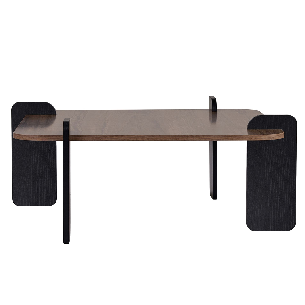Albury Square Wooden Coffee Table in Black and Walnut