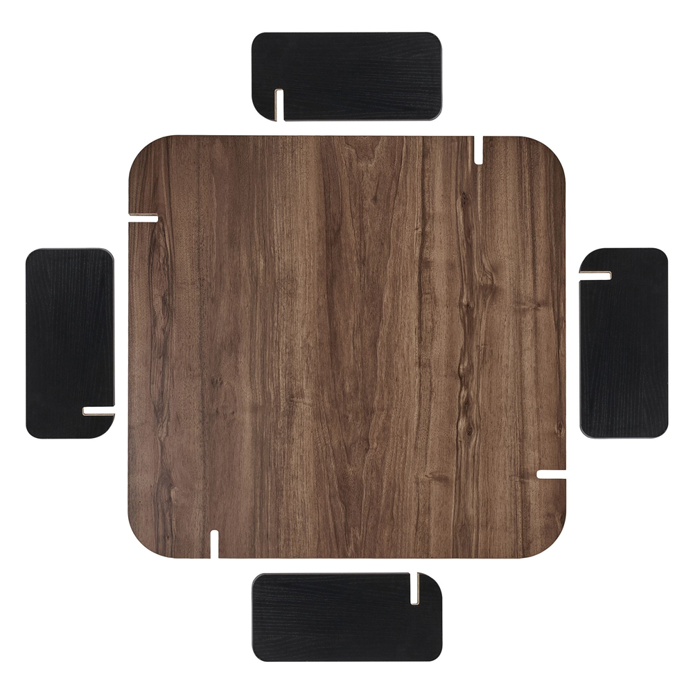 Albury Square Wooden Coffee Table in Black and Walnut