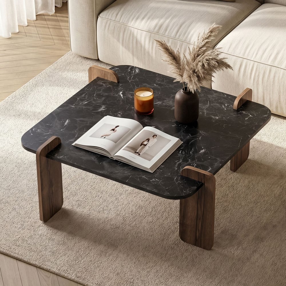 Albury Square Wooden Coffee Table in Lotus and Walnut