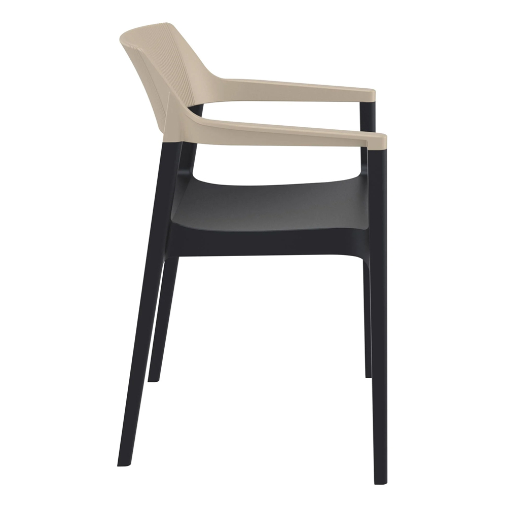 Tervel Polypropylene Stacking Armchair in Black and Taupe